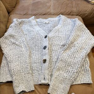 Sonoma Women’s Heather Gray Waffle Knit Cozy Cardigan Classic Button front